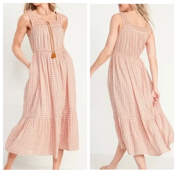 Old Navy X-Large Prairie Gingham
Peach Cocoa Plaid Tiered Cotton... - Picture 4 of 14